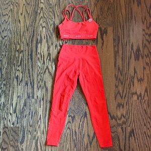 Peloton Matching Cadent Red Leggings and Bra Set - Women’s Size Small
